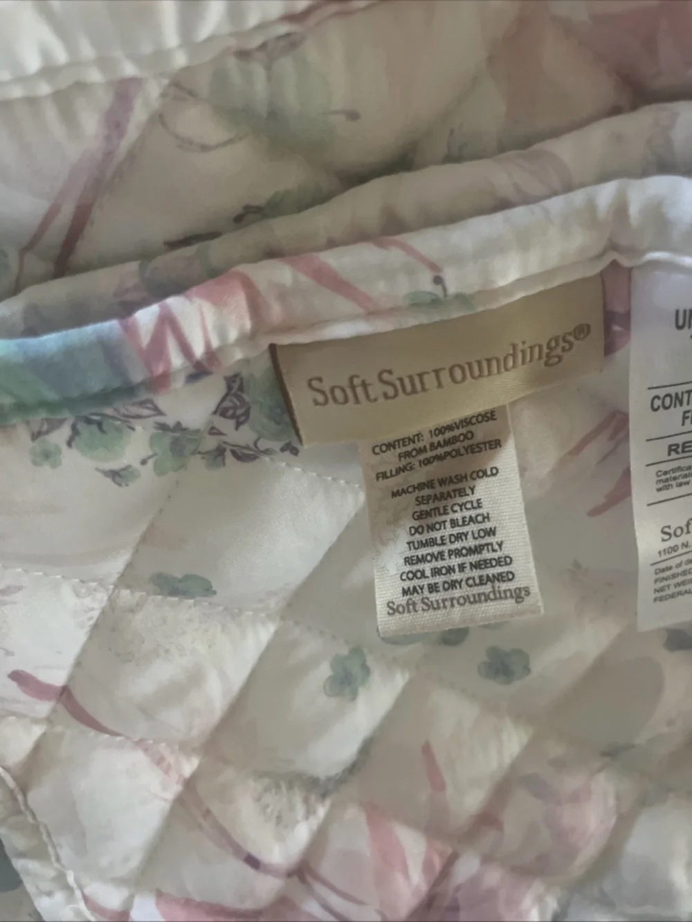 Soft Surroundings Pastel Floral Quilted bead spread Queen